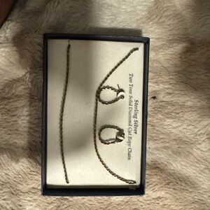 Elegant Two-Tone Sterling Silver Necklace Set